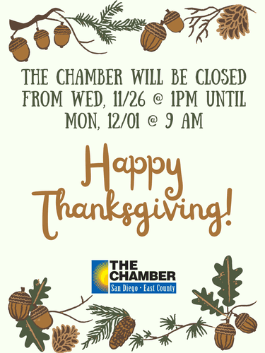CHAMBER CLOSED - THANKSGIVING HOLIDAY