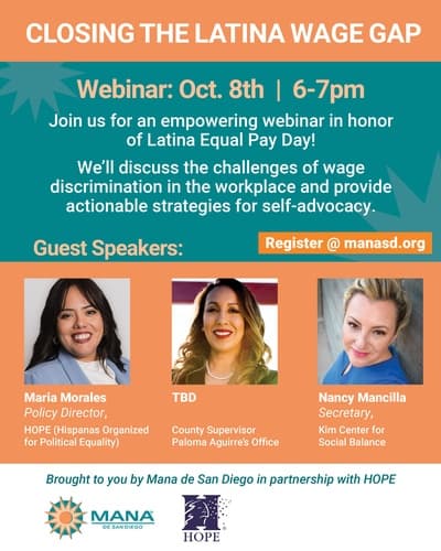 Closing the Latina Wage Gap Webinar - Mana de San Diego