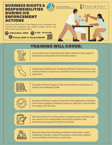 FREE Virtual Training on Business Rights & Responsibilities During ICE Enforcement Actions