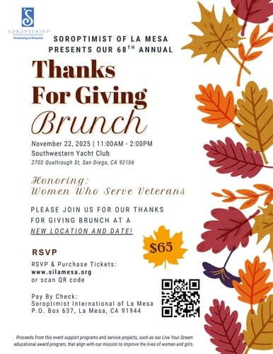68th Annual Thanks for Giving Brunch - Soroptimist of La Mesa