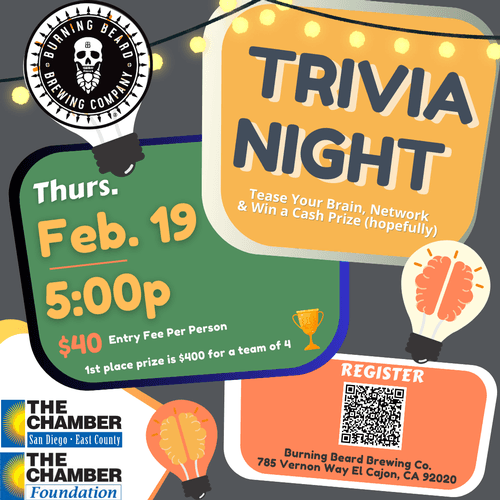 2/19 Trivia Night w/ Chamber Foundation - Burning Beard Brewing