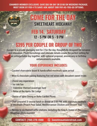 Sweetheart Hideaway Experience - Come for the Day!
