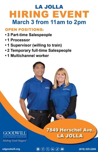 Goodwill Hiring Event - La Jolla Location