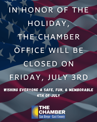 CHAMBER OFFICE CLOSED ALL DAY - HAPPY 4TH OF JULY!