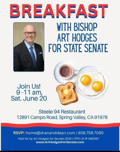 Breakfast with Bishop Art Hodges for State Senate - Steele 94 Restaurant