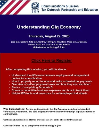 IRS webinar focused on the Gig Economy